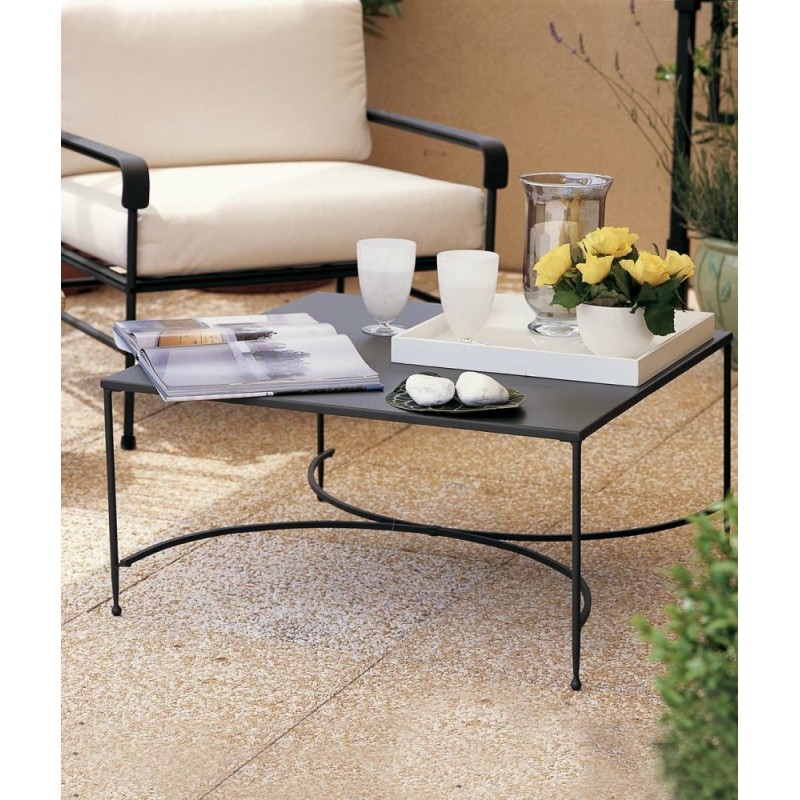 TOSCANA TOQU76 Unopiù TOSCANA fixed coffee table with metal structure and top 76x76 cm