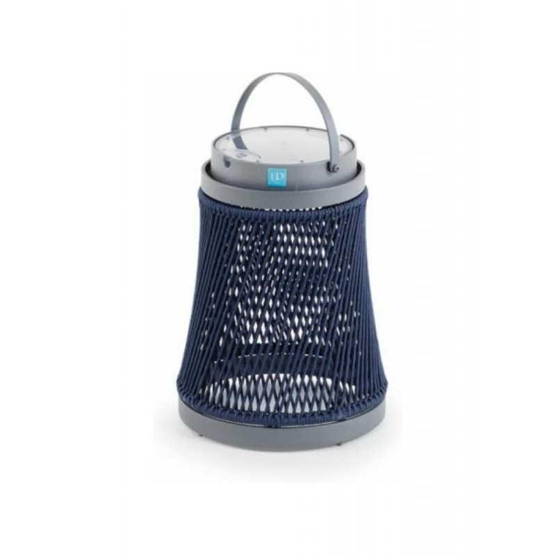 SOLARE LANSOGR1 Unopiù Lanterna LED SOLARE in alluminio grafite e corda blu - VOUCHER 18% NEL CARRELLO FINO AL 03/05
