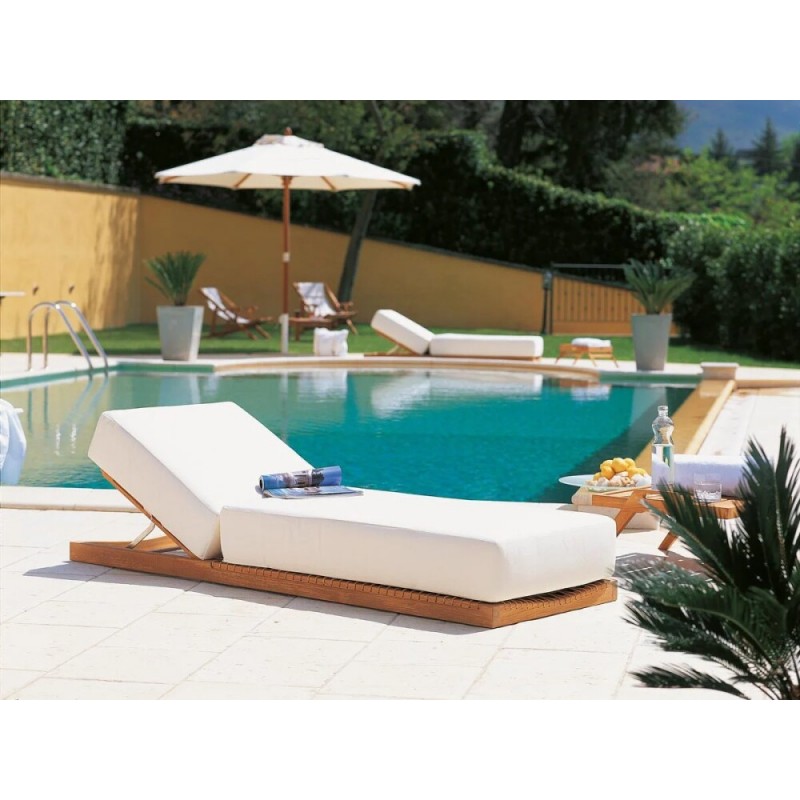 SYNTHESIS SYLEB+SYCULEB001 Unopiù SYNTHESIS low sunbed with wooden structure and seat in synthetic fiber - With cushion in removable fabric