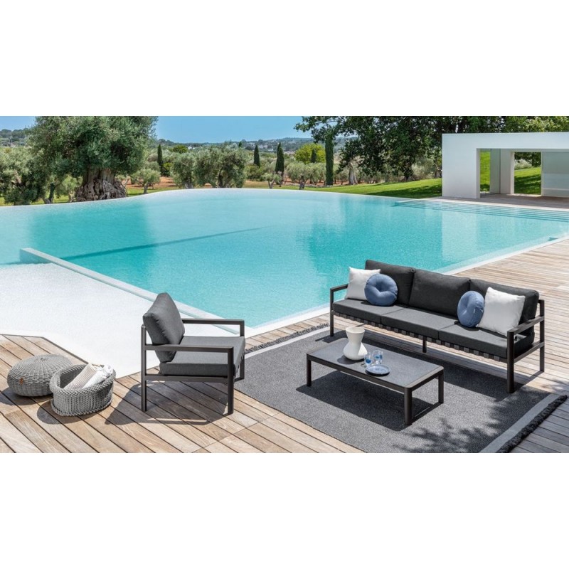 NUNÙ NUNDIV3 Talenti NUNÙ 3-seater sofa with aluminum structure and textilene cushion