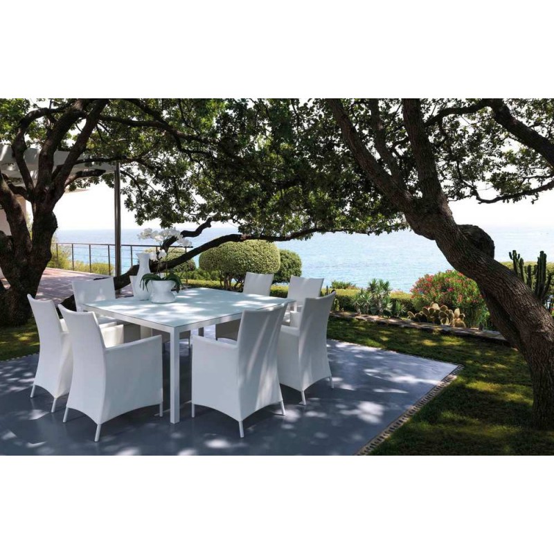 TOUCH TUCTP3 Talenti TOUCH fixed table with aluminum structure and 155x155 cm glass top