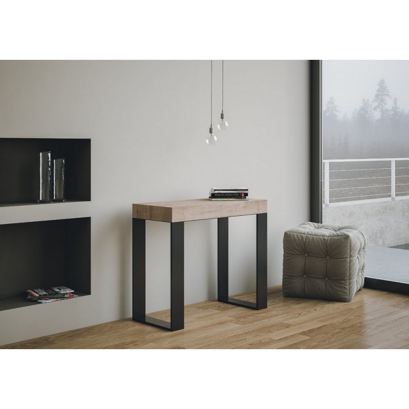VE090COTEC015-FO Itamoby Tecno Premium extendable console in melamine and iron frame 90x40(300) cm