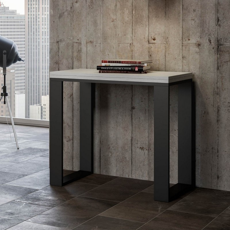 VE090COLIB550 Itamoby Tecno Libra extendable console in melamine and iron frame 90x45(90) cm