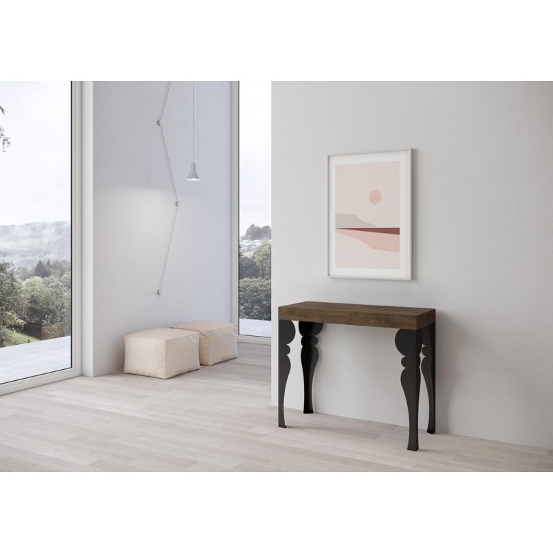 VE196COPXNFOL Itamoby Paxon Petite console extensible en mélamine et structure en fer 90x40(196) cm
