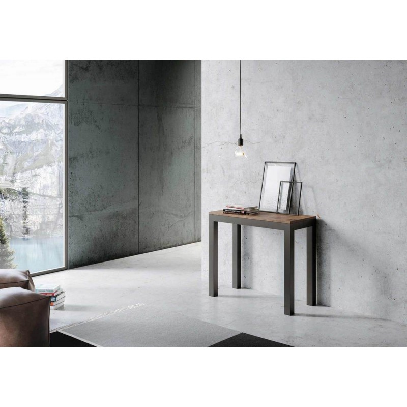 VE196COEVEEVO Consola extensible Itamoby Everyday Small Evolution en melamina y estructura de hierro 90x40(196) cm
