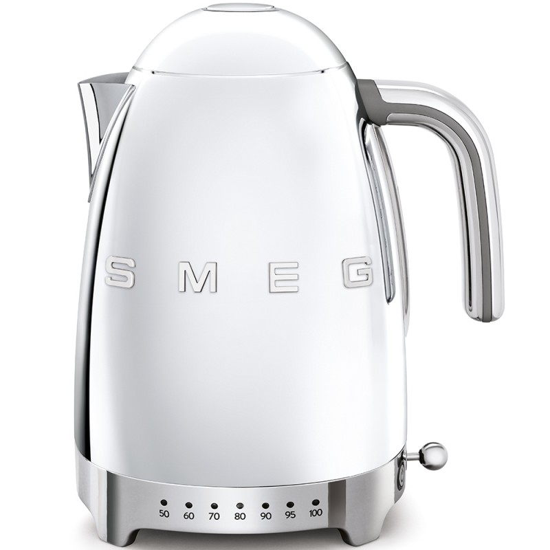 KLF04SSEU Smeg KLF04SSEU hervidor electrónico de temperatura variable acabado cromado con logo Smeg 3D
