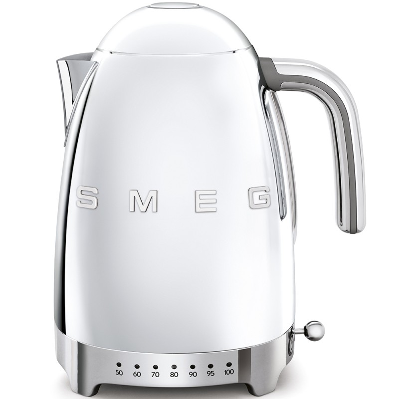KLF04SSEU Smeg KLF04SSEU variable temperature electronic kettle chrome finish with Smeg 3D logo