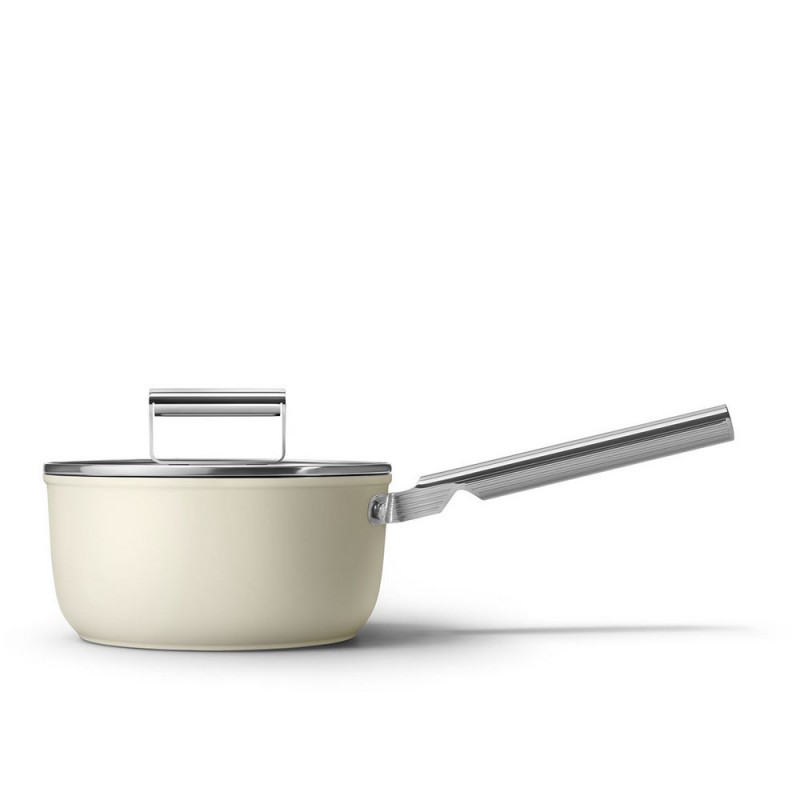 CKFS2011CRM Smeg Casserole with one handle CKFS2011CRM in aluminum cream finish Ø20 cm | With lid