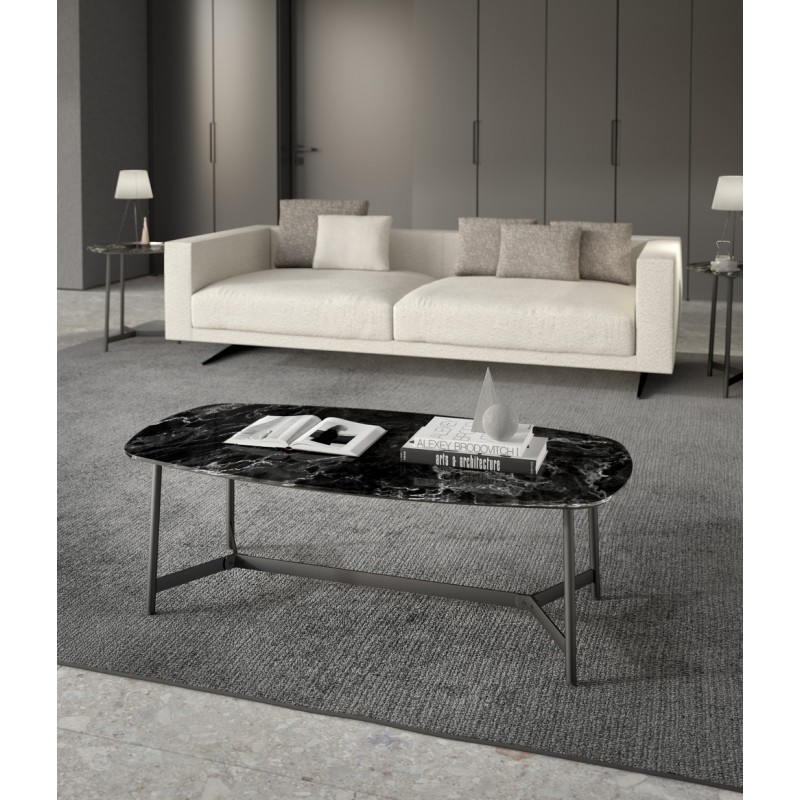 Art. 1040-C Maconi Milord 1040-C rectangular coffee table with 105x55 cm glass top and h. 35 cm series Coffee Table collection