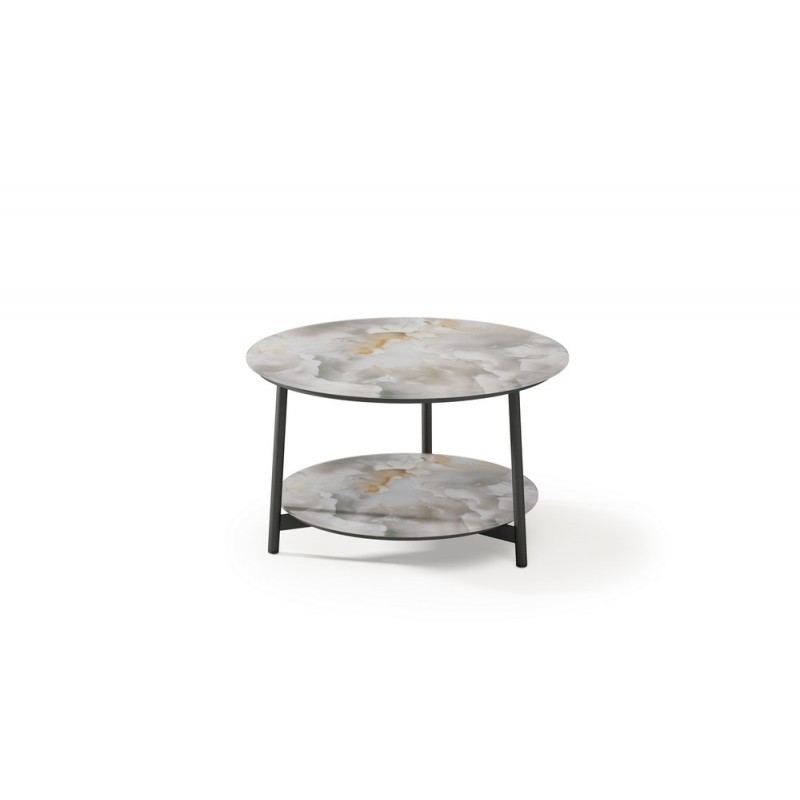 Art. 1057-C Maconi Tavolino rotondo Milord 1057-C con piano in vetro da 59 cm e h. 35 cm serie Coffee Table collection | 2 piani
