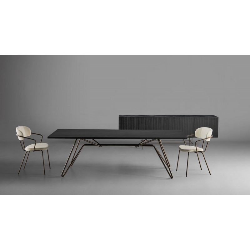 Italo wood top 3060 Colico Table fixe Italo plateau en bois art. 3060 avec structure en fil d'acier et plateau au choix