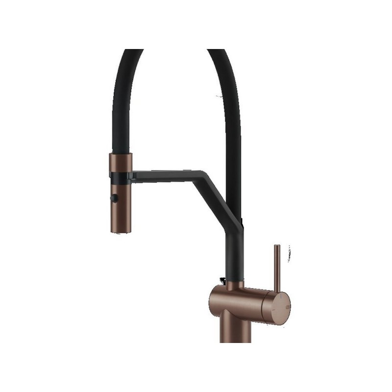 60429 708 Gessi Semi pro single lever mixer with pull-out spray Inedito Collection 60429 708 Copper Brushed PVD finish