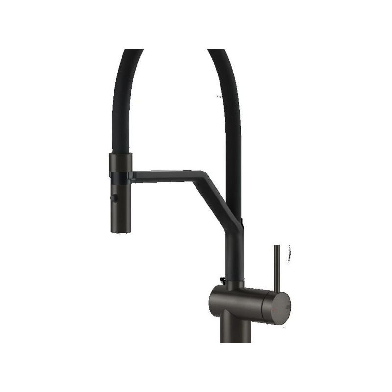 60429 707 Gessi Semi pro single lever mixer with pull-out spray Inedito Collection 60429 707 Black Metal Brushed PVD finish