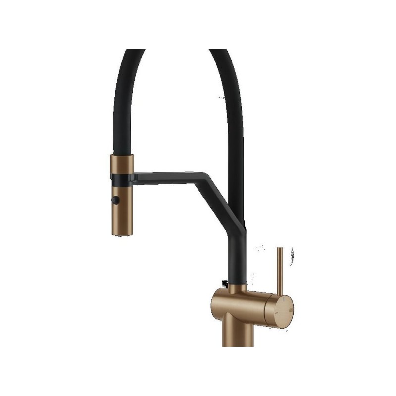 60429 726 Gessi Semi pro single lever mixer with pull out spray Inedito Collection 60429 726 Warm Bronze Brushed PVD finish