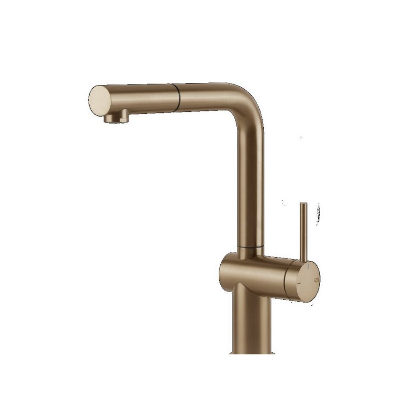 60433 726 Gessi Single lever mixer with pull out shower Inedito Collection 60433 726 Warm Bronze Brushed PVD finish