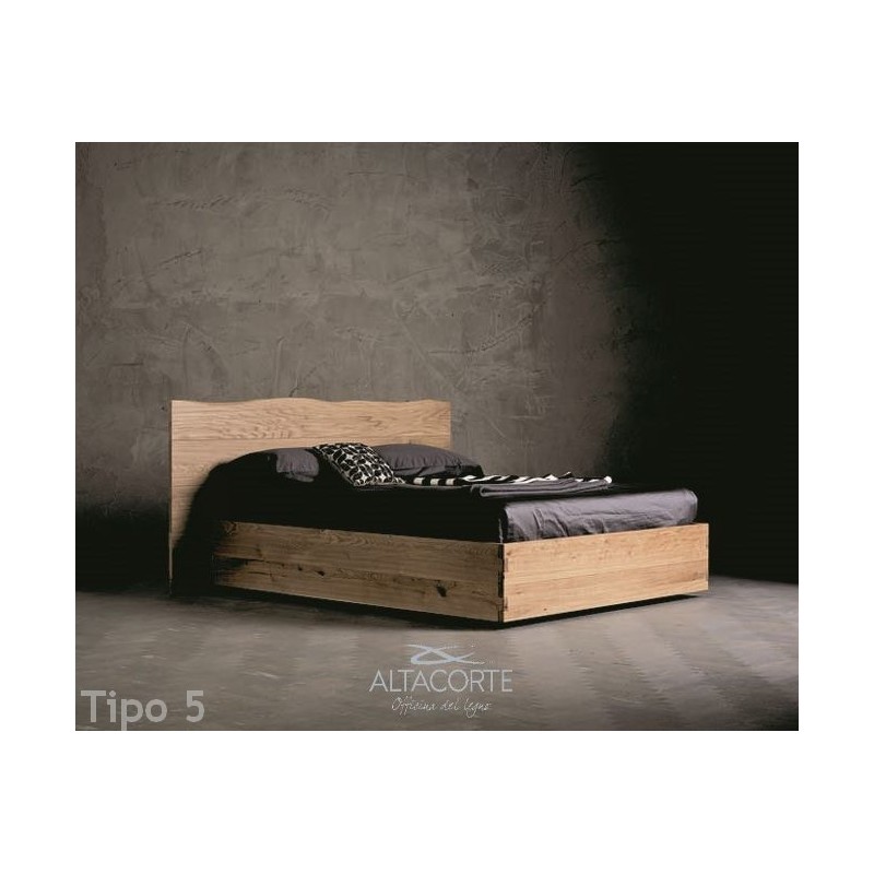 Letto Mat Wood 05 Altacorte Lit double avec tête de lit Wood Tipo 5 de 160 cm et conteneur