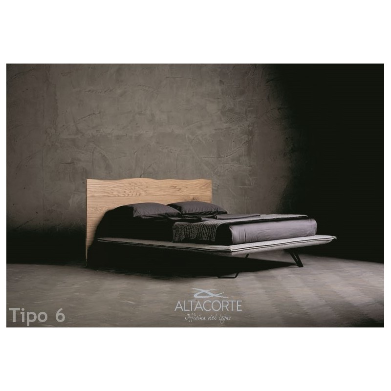 Letto King Wood 06 Altacorte Lit king size rembourré avec tête de lit Wood Tipo 6 de 180 cm