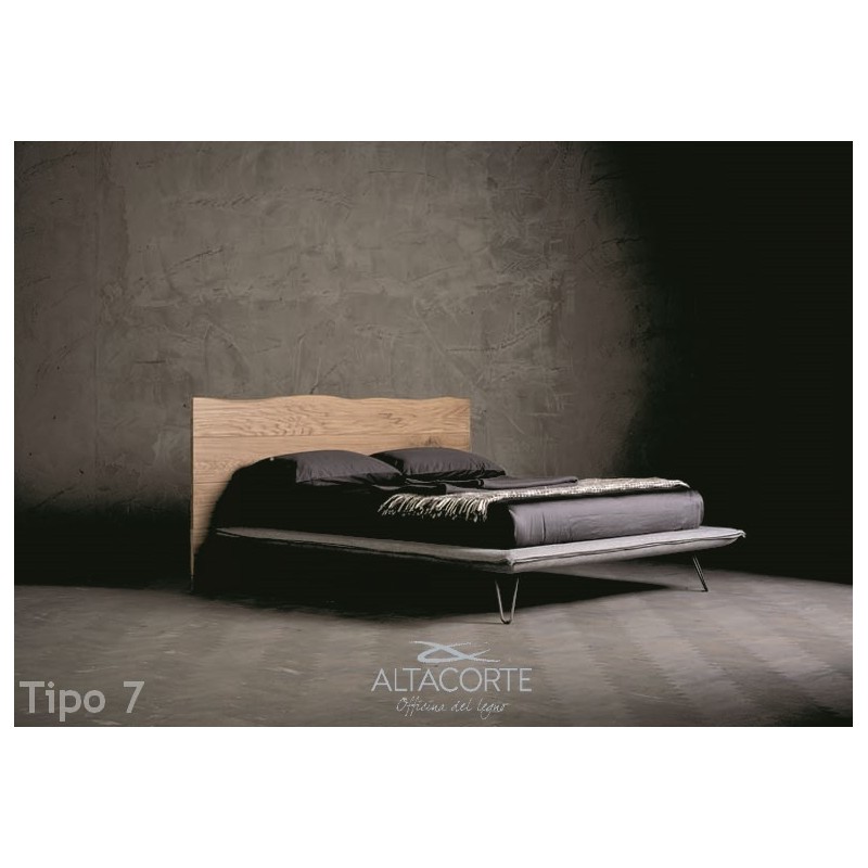 Letto King Wood 07 Altacorte Cama king size tapizada con cabecero de 180 cm Wood Tipo 7