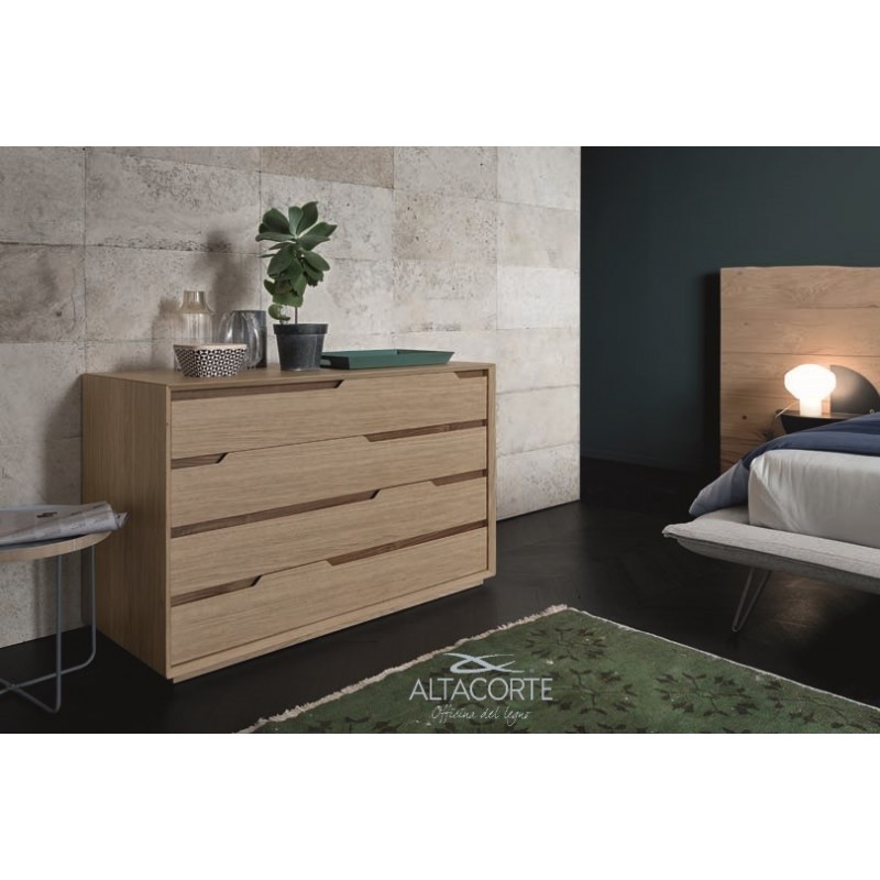 LB-ZN7426 Altacorte Chest of drawers 4 Fast wooden drawers of 120 cm and h. 79.5cm