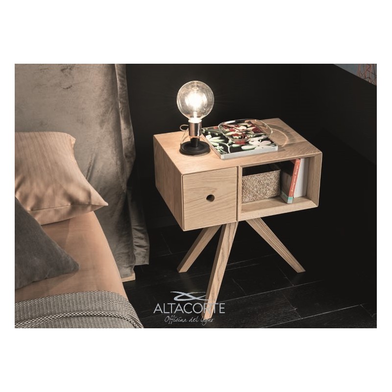 LB-ZN743 Altacorte Bedside table 1 Geko wooden drawer 50 cm and h. 60cm