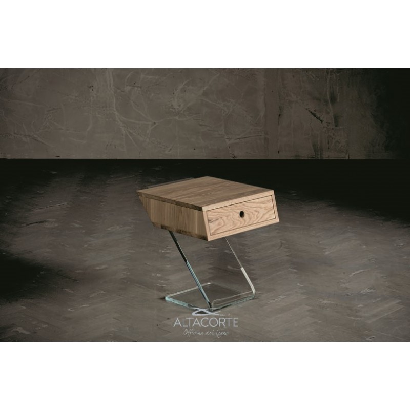 LB-ZN7436 Altacorte Mesita de noche con 1 cajón de madera Corte 47 cm y h. 52,5 cm