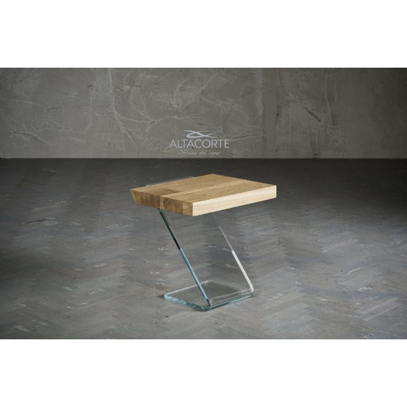 LB-ZN7170 Altacorte Leaf 01 coffee table with glass structure and 55x44.5 cm wooden top