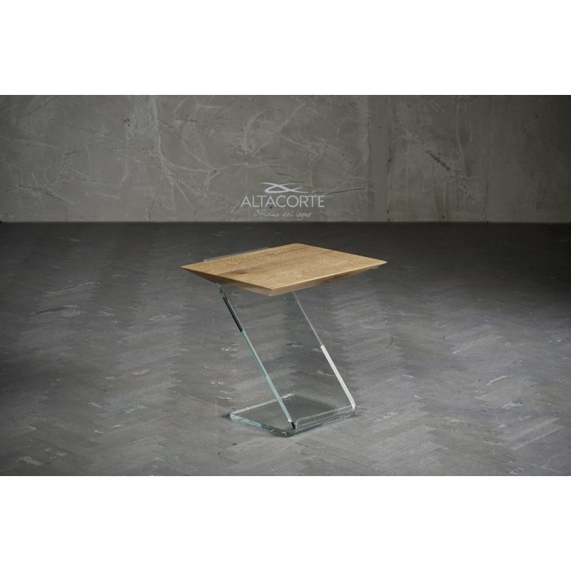 LB-ZN7172 Altacorte Leaf 03 coffee table with glass structure and 55x44.5 cm wooden top