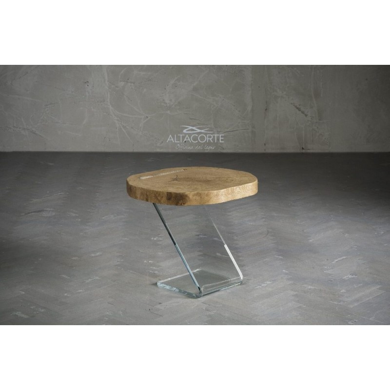 LB-ZN7174 Altacorte Leaf 05 coffee table with glass structure and 60x60 cm wooden top
