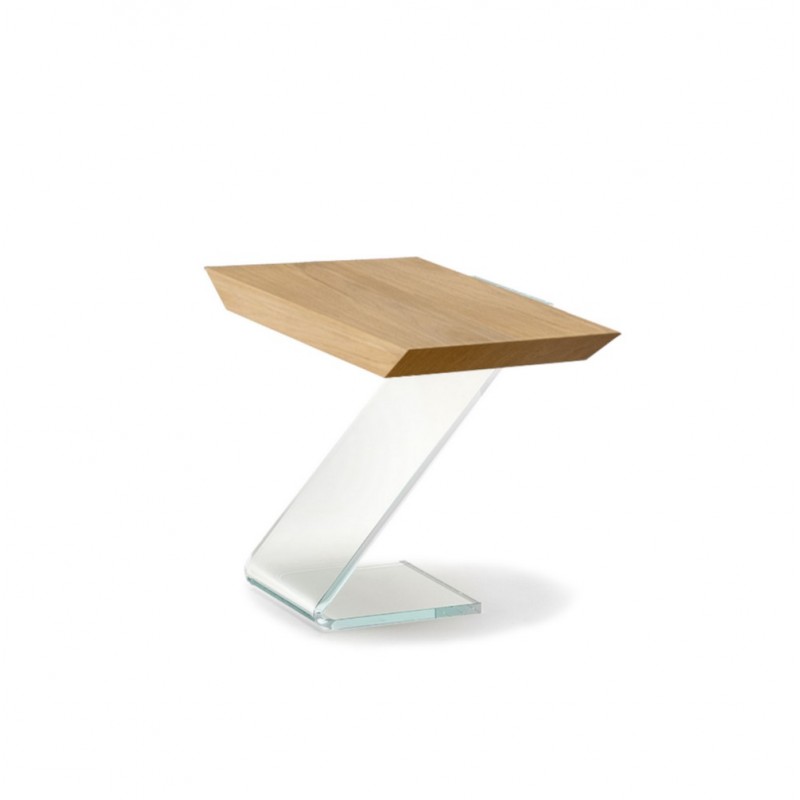 LB-ZN7169 Altacorte Leaf 06 coffee table with glass structure and 110x42 cm wooden top