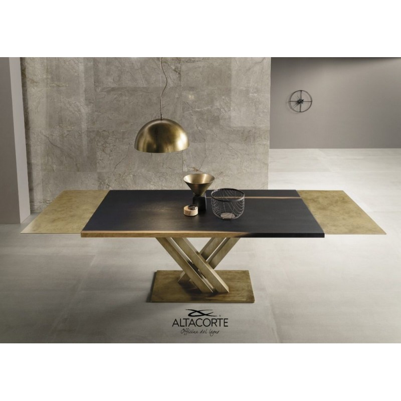 Athena LB-TA866374 Table extensible Altacorte Athena avec structure en fer et plateau au choix 220(320)x100 cm - 1 rallonge, bord droit