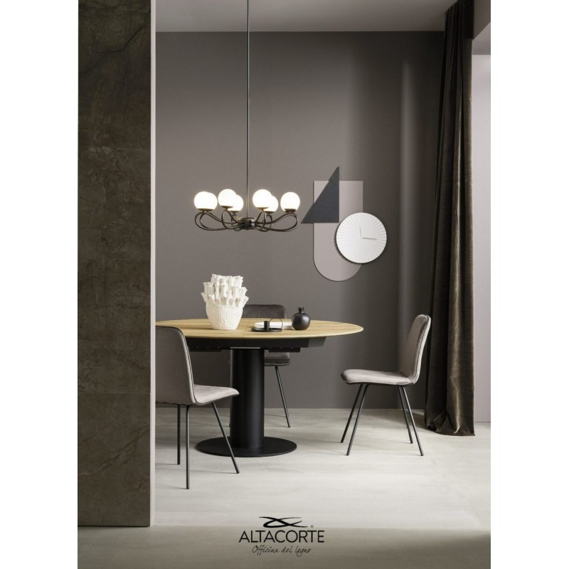 Orby LB-TA826334 Altacorte Orby table ronde extensible avec structure en fer et plateau au choix 125(185)x125 cm - 1 rallonge