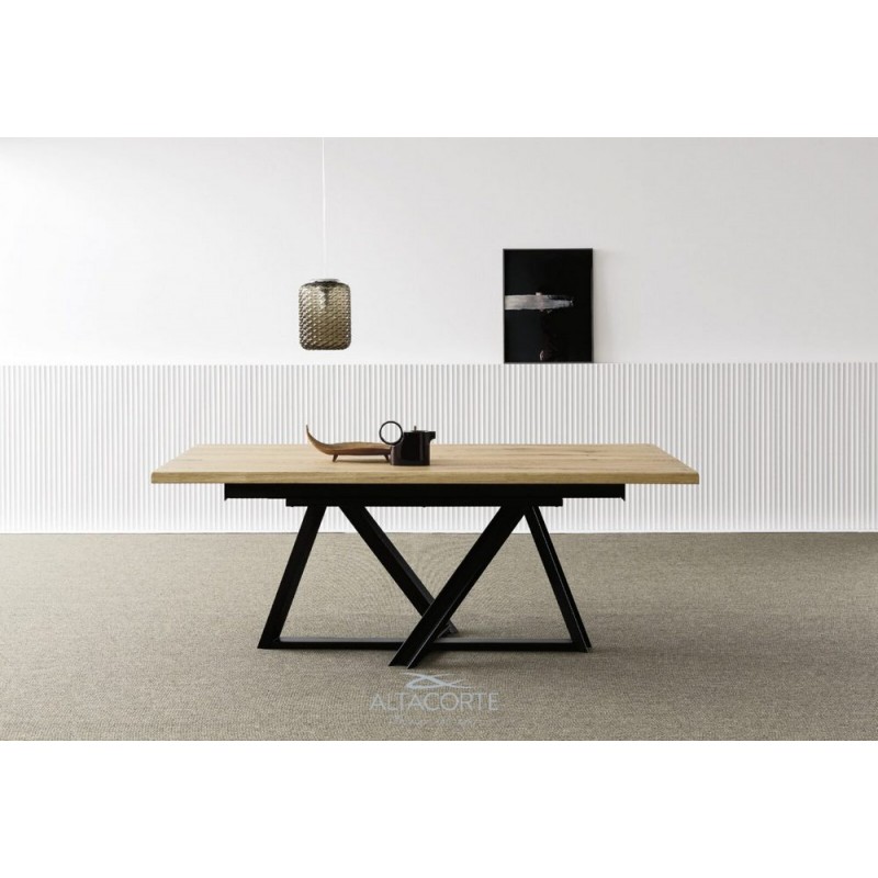 Wien LB-TA862364 Altacorte Wien extendable table with iron structure and top of your choice 220(320)x100 cm - 1 extension, straight edge