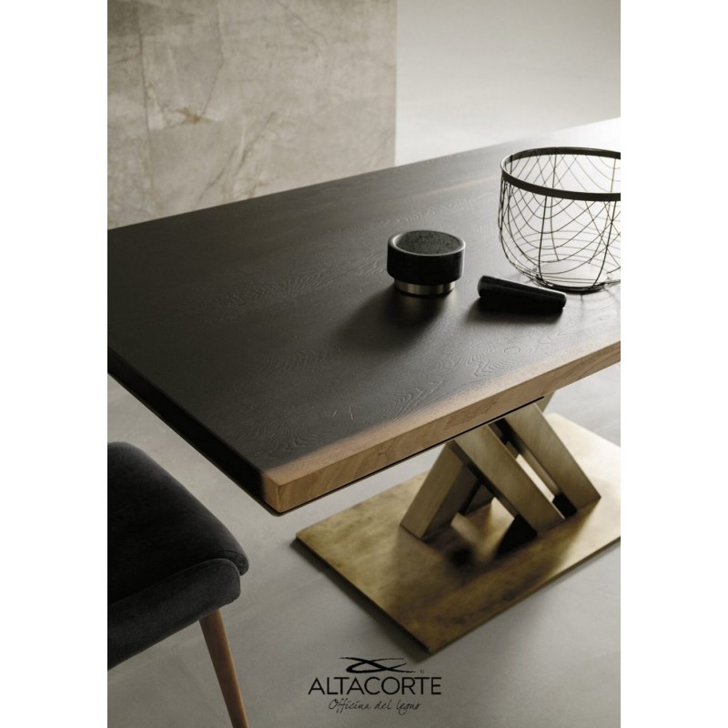 Athena LB-TA93202 Table fixe Altacorte Athena avec structure en fer et plateau au choix aux dimensions de votre choix - Bord droit