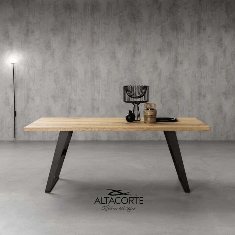 Iron LB-TA90108 Altacorte Tavolo fisso Iron con struttura in ferro e piano a scelta con dimensioni a scelta - Bordo irregolare