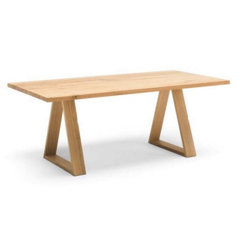 Altacorte Tavolo ovale fisso Mekano con struttura e piano massiccio in legno con dimensioni a scelta - Bordo sagomato