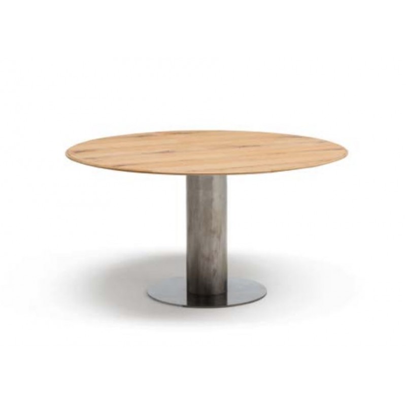 Orby LB-TA93334 Altacorte Tavolo rotondo fisso Orby con struttura in ferro e piano massiccio a scelta con dimensioni a scelta - Bordo dritto