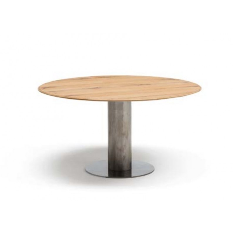Orby LB-TA93364 Altacorte Orby fixed round table with iron structure and solid top of your choice with dimensions of your choice - Shaped edge