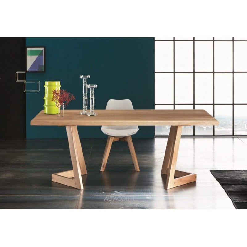 Seven LB-TA91214 Altacorte Seven fixed table with solid wood structure and top with dimensions of your choice - Irregular edge