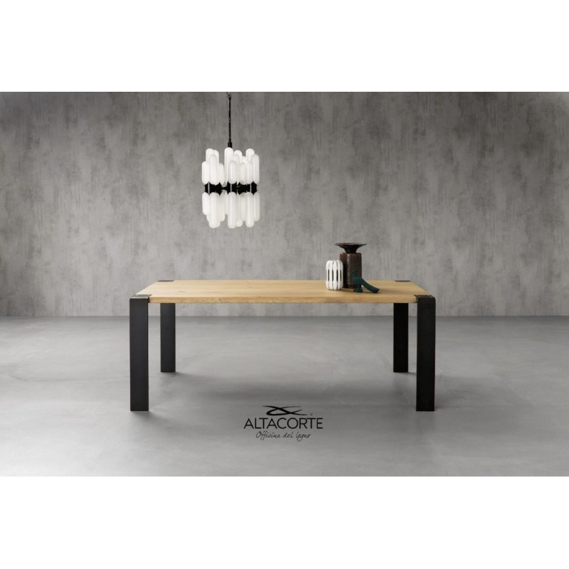 Siviglia Ferro LB-TA93156 Altacorte Table fixe Siviglia Ferro avec structure en fer et plateau en bois massif aux dimensions de votre choix