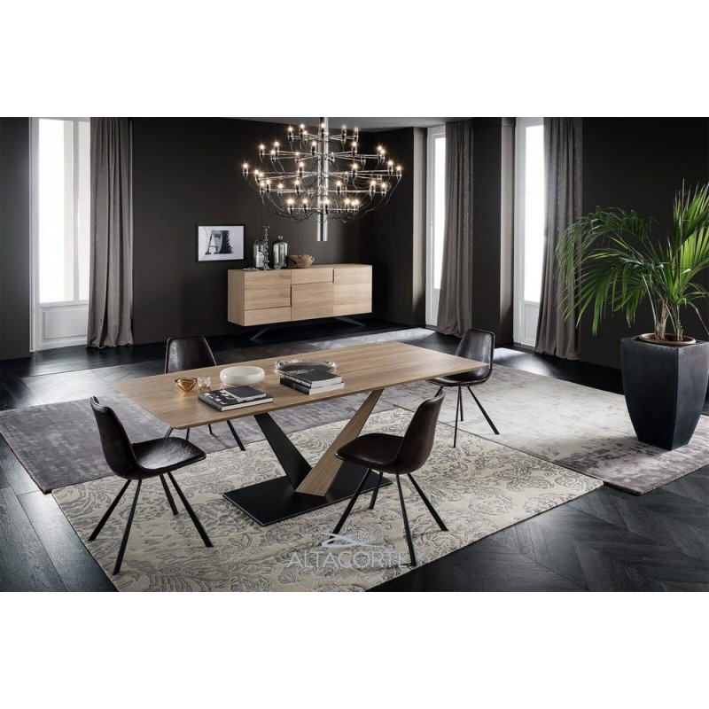 West LB-TA96160 Altacorte West fixed table with iron structure and solid top of your choice with dimensions of your choice - Straight edge