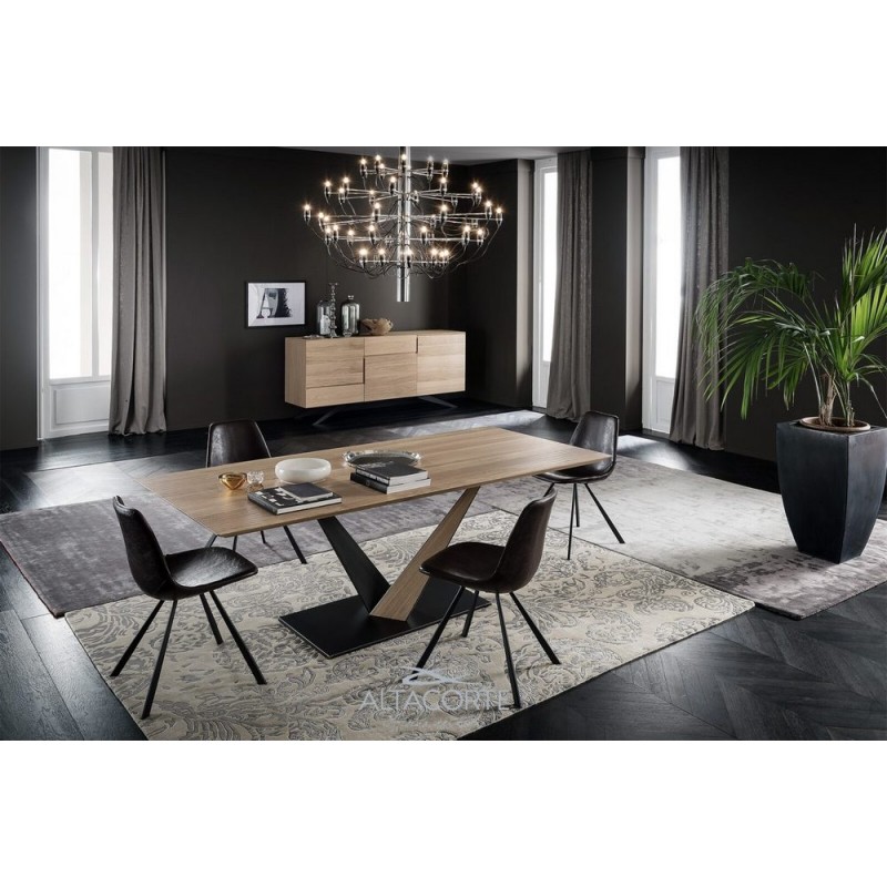 West LB-TA95442 Table fixe Altacorte West avec structure en fer et plateau en laminam aux dimensions de votre choix