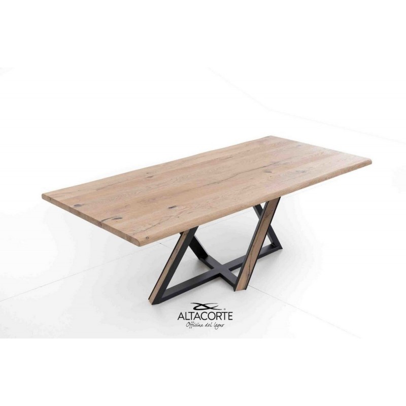 Wien LB-TA96429 Altacorte Wien fixed table with iron structure and slatted multilayer top of your choice with dimensions of your choice - Str
