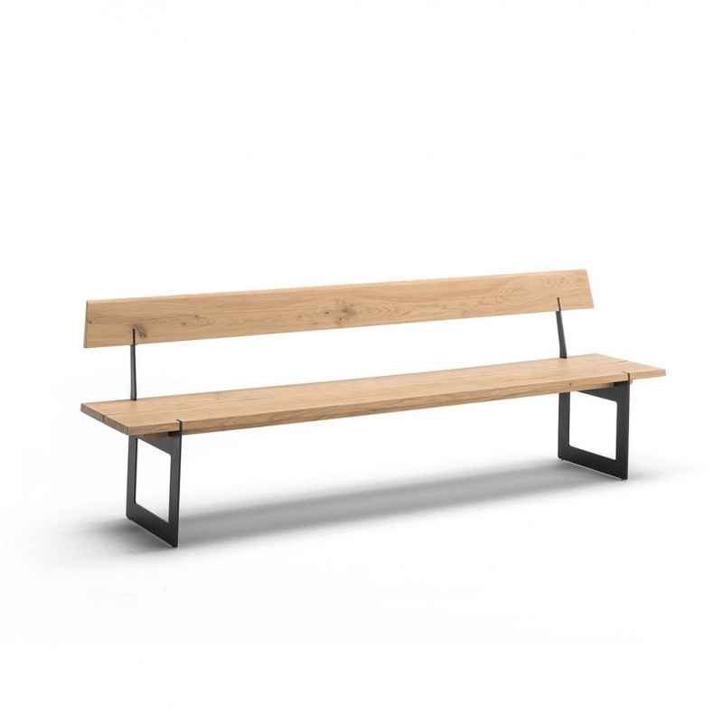 Iron Schienale LB-PC9010 Altacorte Bench with Iron backrest with iron structure and wooden seat