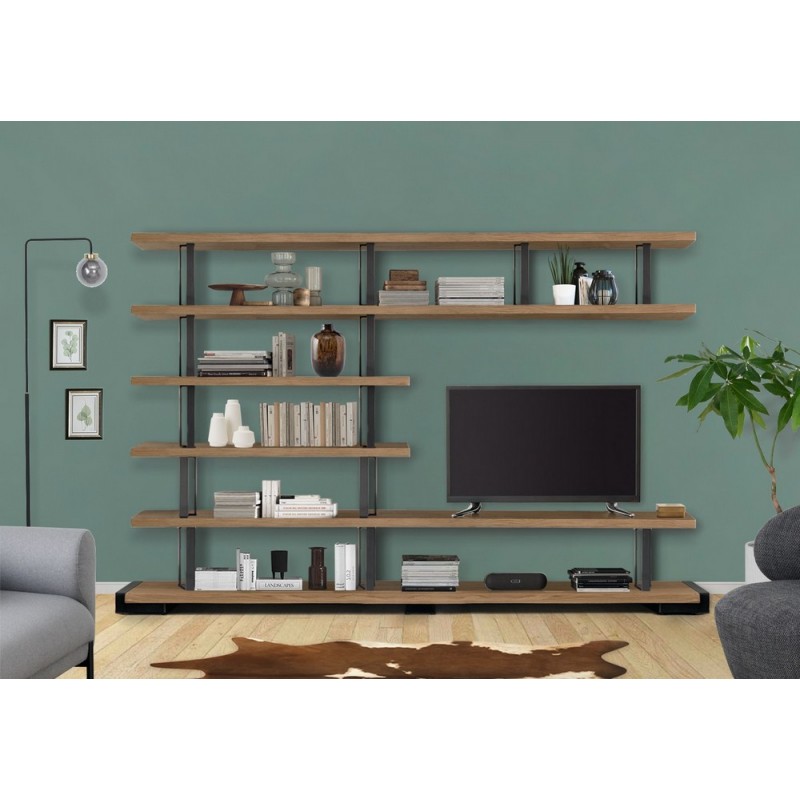 Eco LB-ZL7205 Altacorte Eco Layout 5 single-sided fixed bookcase with iron structure and wooden shelves measuring 300 cm and h. 198cms
