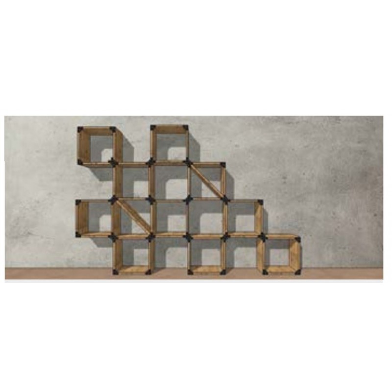 Free Comp. 04 Altacorte Free single-sided fixed bookcase with wooden structure of 300 cm and h. 200cms