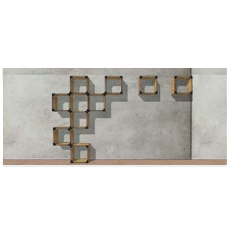 Free Comp. 08 Altacorte Free single-sided fixed bookcase with wooden structure of 400 cm and h. 250cms