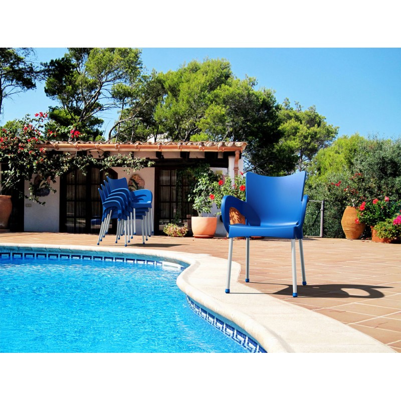 ROMEO 043 Siesta Armchair Romeo art. 043 with aluminum structure and polypropylene shell - With armrests