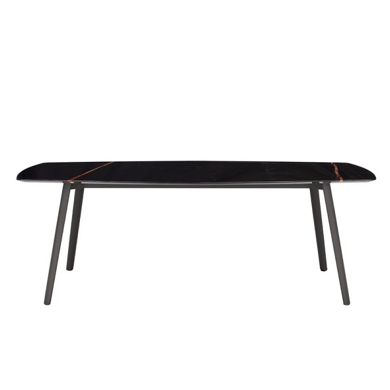 SQUID M 2438 Scab Fixed hexagonal table Squid M art. 2438 with metal structure and 210x110 cm marble top