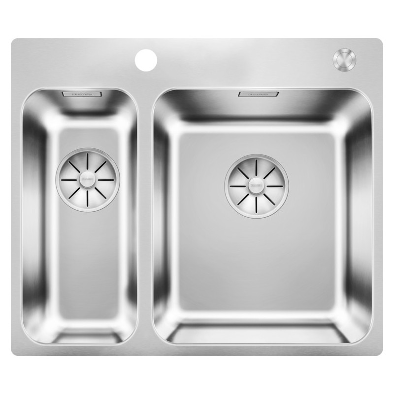 1526132 Évier Blanco à une cuve avec cuve en acier inoxydable SOLIS 340/180-IF/A 1526132, dimensions 58,5 x 50 cm - À poser ou à 