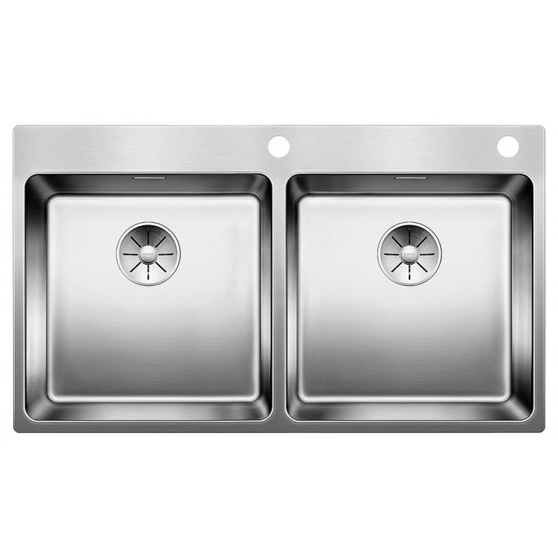 1522998 Évier double bac Blanco ANDANO 400/400-IF/A 1519559 en acier inoxydable, 86,5 x 50 cm - À poser ou à remplir